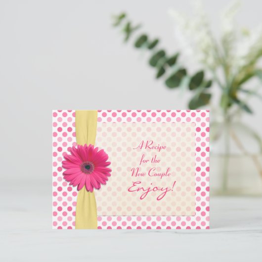 Pink Daisy Polka Dot Recette Carte pour nouveau co (Debout devant)