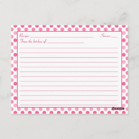 Pink Daisy Polka Dot Recette Carte pour nouveau co (Dos)