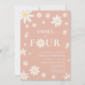 Pink Daisy Quatrième 4e invitation à l'anniversair (Devant)