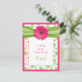 Pink Daisy Recept Kaart voor de bruid te zijn (Staand voorkant)