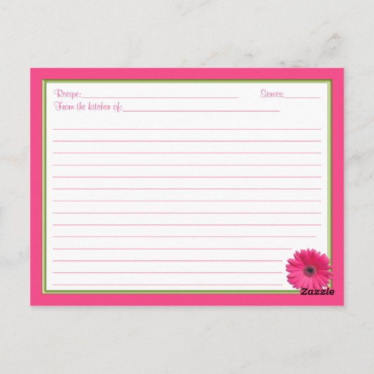 Pink Daisy Recept Kaart voor de bruid te zijn (Achterkant)