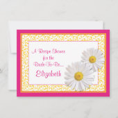 Pink Daisy Recette Thème Bridal Shower Invitation (Devant)