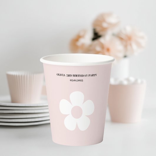 Pink Daisy verjaardag | bloemenfeest Papieren Bekers