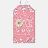 Pink Daisy Wild One 1st Birthday  Cadeaulabel (Voorkant)