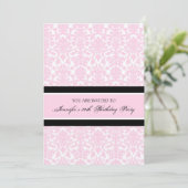 Pink Damask 30th Birthday Party Invitations Kaart (Staand voorkant)