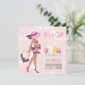 Pink Damask Baby Girl Douche Invitations (Debout devant)