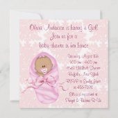 Pink Damask Baby Girl Douche Invitations (Dos)