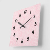 Pink damask bébé fille crèche moderne horloge mura (Angle)