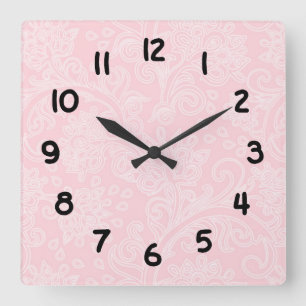Pink damask bébé fille crèche moderne horloge mura
