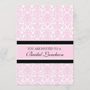 Pink Damask Bridal Luncheon Invitation Cards