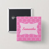 Pink Damask Custom Nom personnalisé Badge (Devant & derrière)