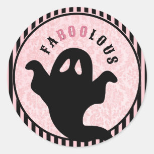 Pink Damask Halloween Ghost FANTASTISCH Ronde Sticker