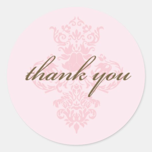 Pink damask merci sticker (Devant)