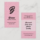 Pink Damask Monogrammed Visitekaartje (Voorkant / Achterkant)