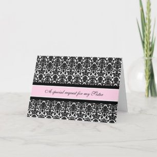 Pink Damask Sister Maid of Honor Uitnodiging