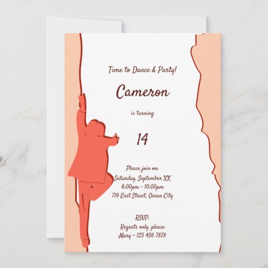 Pink Dance 14th Birthday Party Invitation (Devant)