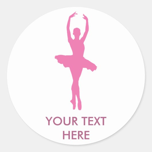 Pink Dancing Ballerina Ronde Sticker (Voorkant)