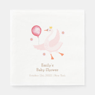 Pink Dancing Princess Swan Balloon Baby shower Servet