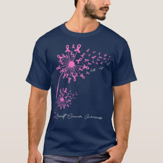 Pink Dandelion Faith Hope Breast Cancer Aware T-shirt