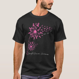 Pink Dandelion Faith Hope Breast Cancer Aware T-shirt
