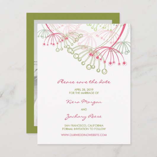 Pink Dandelions Flower Spring Enregistrer La Carte (Devant / Derrière)