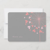 Pink Dandelions Love Hearts Mariage Carte de remer (Dos)