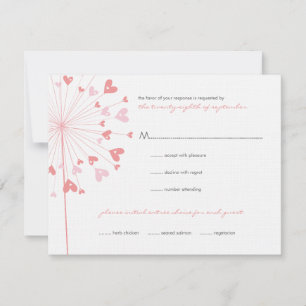Pink Dandelions Love Summer Wedding Carte RSVP