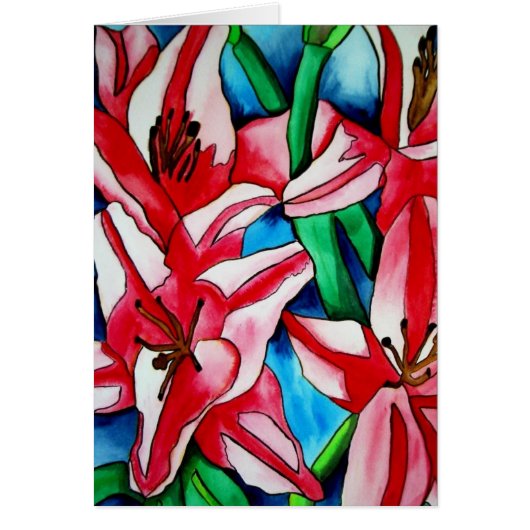Pink day Lily watercolor art painting (Devant)