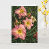 Pink Daylilies - Carte d'anniversaire Soeur (Fleur jaune)