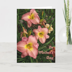 Pink Daylilies Carte de la fête des mères