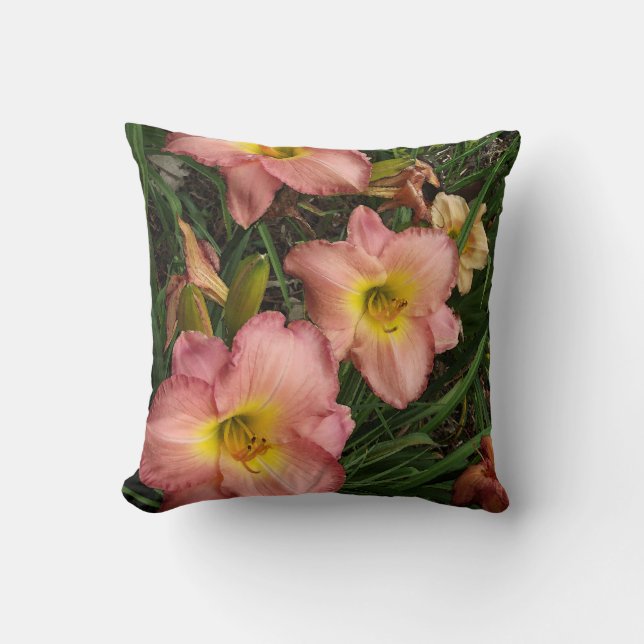 Pink Daylilies Pillow Kussen (Voorkant)