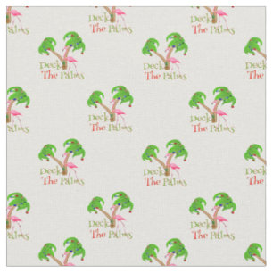 Pink Deck The Palms Tropical Christmas Santa Flami Stof