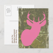 Pink Deer + Camo Anniversaire Carte postale Invita (Devant / Derrière)