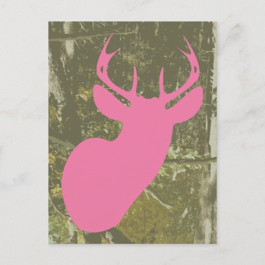 Pink Deer + Camo Anniversaire Carte postale Invita (Devant)