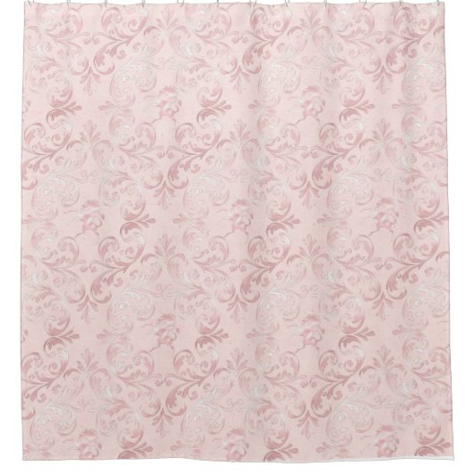 Pink Delicate Damask Motif Luxueux Douche Rideau (Devant)
