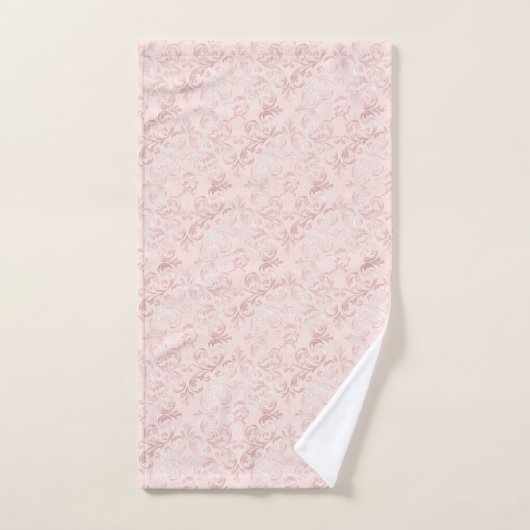 Pink Delicate Damask Pattern Ensemble De Serviette (Serviette à main)