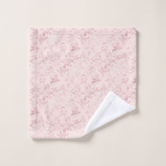 Pink Delicate Damask Pattern Ensemble De Serviette (Gant de toilette)