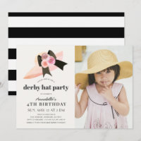 Pink Derby Pet Roos 1st Birthday Party Photo Invit
