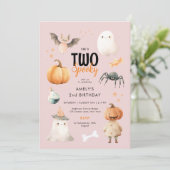 Pink Deux Éffrayantes Fille Halloween Invitation A (Debout devant)