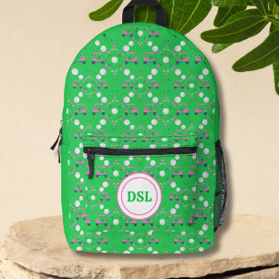 Pink Diamond Golf Bloem Ontwerpen Monogram Bedrukte Rugzak