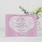 PINK DIAMOND HEART ELEGANT WEDDING Invitation Kaart (Staand voorkant)