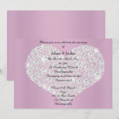 PINK DIAMOND HEART ELEGANT WEDDING Invitation Kaart (Voorkant / Achterkant)