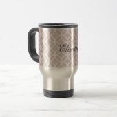 Pink Diamond Pattern Personalized Travel Mug Reisbeker (Voorkant links)