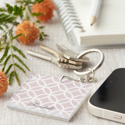 Pink Diamond Pattern Persoonlijke Sleutelhanger (Voorkant Rechts)