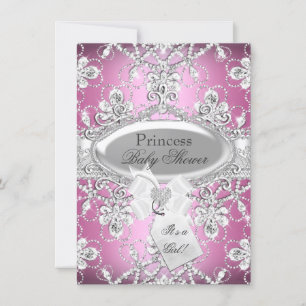 Pink Diamond Tiara Princess Baby shower Invite Kaart
