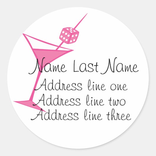 PInk Dice Martini Stickers (Voorkant)