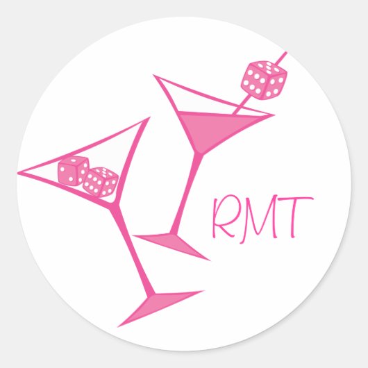 PInk Dice Martini Stickers (Voorkant)