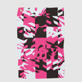 Pink Digital Abstract Plaid Golfhanddoek