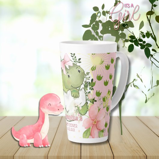 Pink Dino Footprint Custom Mug Gift for Mom-to-Be