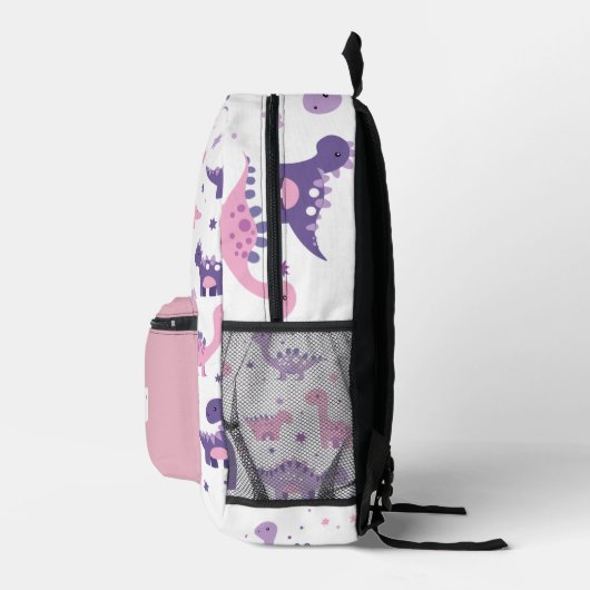 Pink Dino Kids Backpack - Custom Name Bedrukte Rugzak (Rechts)